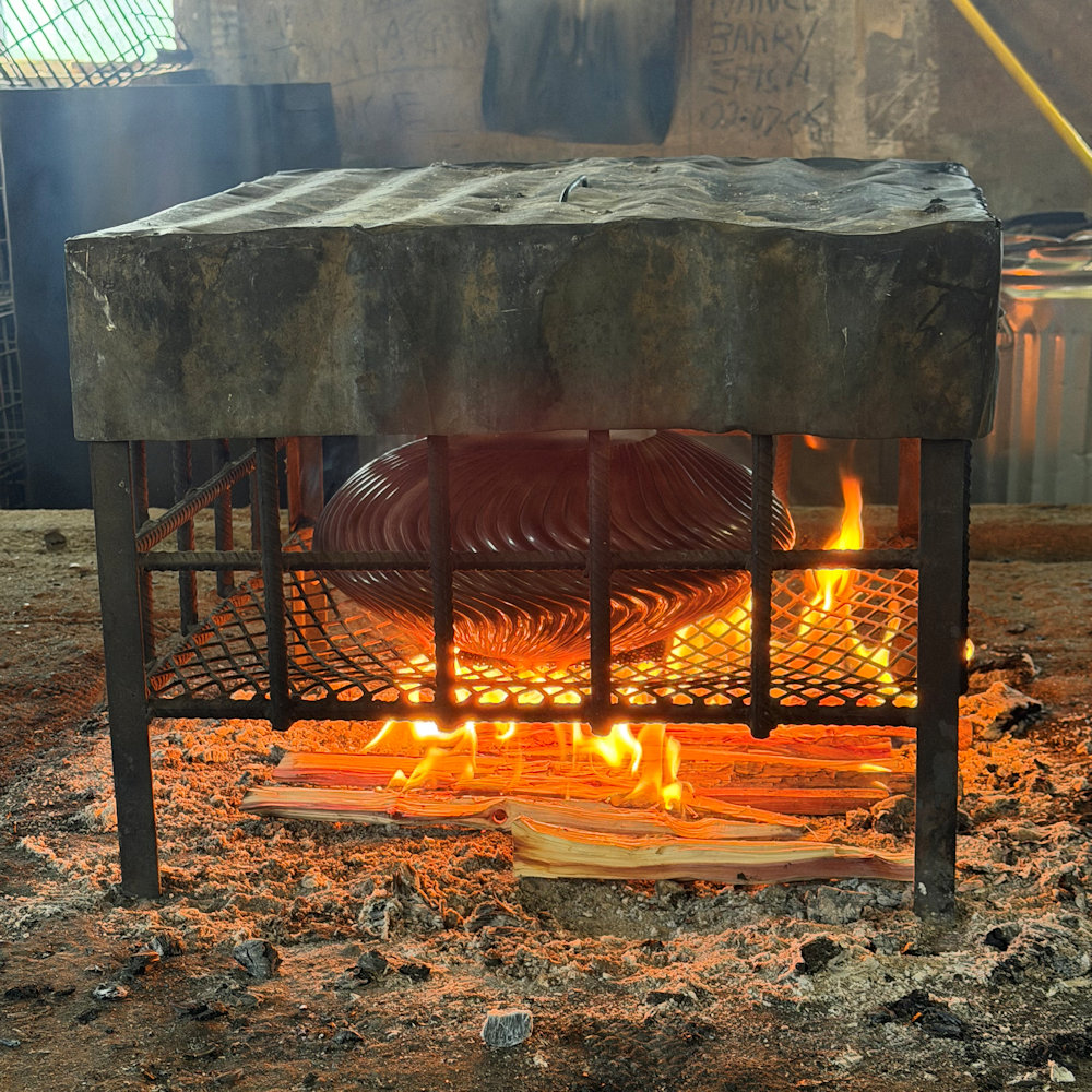 Youngblood, Nancy - 14" Wide 64 Rib "S" Swirl Melon Bowl - Image 8