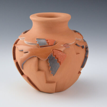 Alternative view of Borts-Medlock, Autumn - "Morning Flight" Polychrome Jar with Two Sparrows