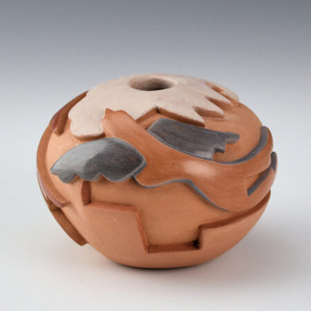 Borts-Medlock, Autumn - "Beneath the Clouds" Polychrome Bowl with Two Sparrows