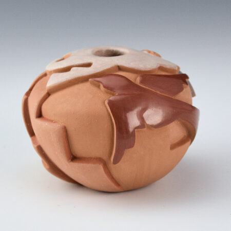 Alternative view of Borts-Medlock, Autumn - "Beneath the Clouds" Polychrome Bowl with Two Sparrows