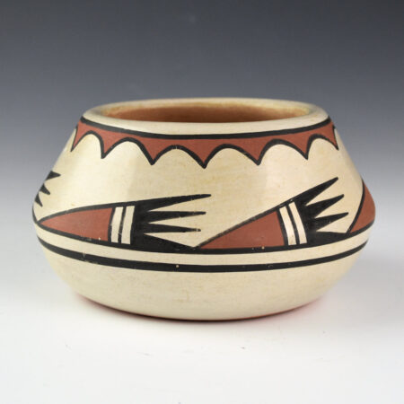Alternative view of Blue Corn - Polychrome Oval Bowl with Rain Designs (1970s)