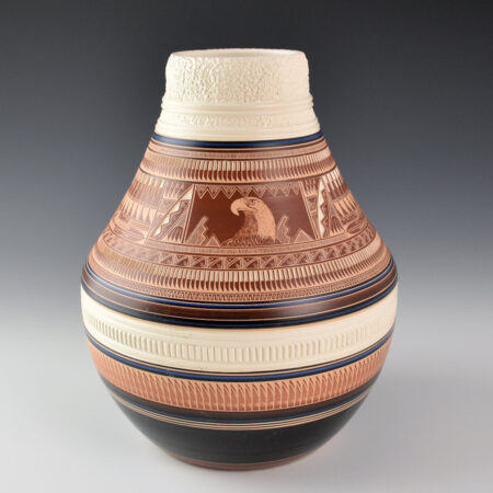 Alternative view of Lansing, Bob - 7" Tall Jar with Buffalo, Eagle, and Wolf (2013)