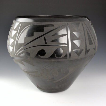 Alternative view of Dunlap, Carmelita - 12" Wide Jar with Plant, Cloud, and Rain Designs (1980s) Published