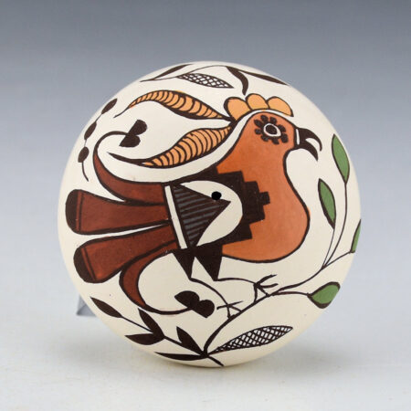 Lewis-Garcia, Diane - Polychrome Seedpot with Acoma Parrot and Flowers