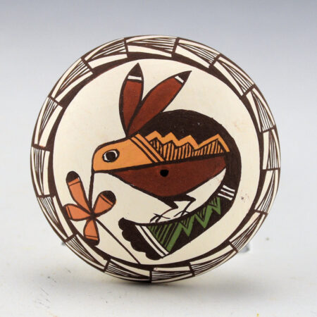 Lewis-Garcia, Diane - Polychrome Seedpot with Colorful Hummingbird and Rain Design