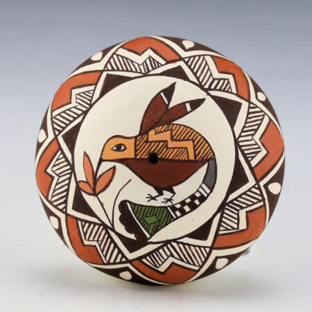 Lewis-Garcia, Diane - Polychrome Seedpot with Colorful Hummingbird and Lightning Design