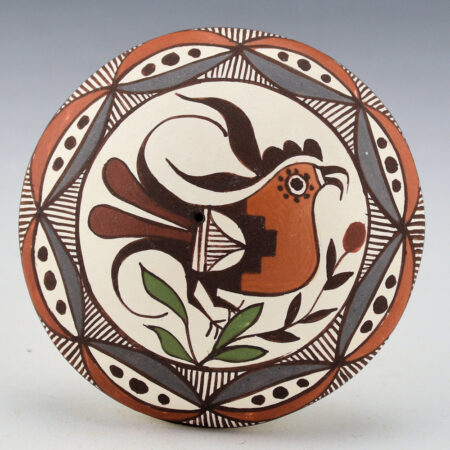 Lewis-Garcia, Diane - Polychrome Seedpot with Acoma Parrot and Leaf Designs