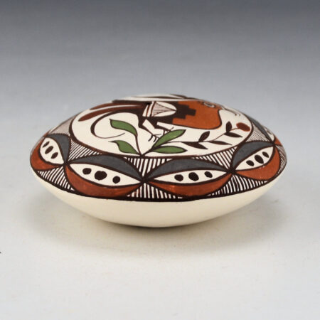 Alternative view of Lewis-Garcia, Diane - Polychrome Seedpot with Acoma Parrot and Leaf Designs
