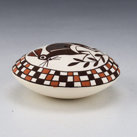 Alternative view of Lewis-Garcia, Diane - Polychrome Seedpot with Mimbres Rabbit and Checkerboard