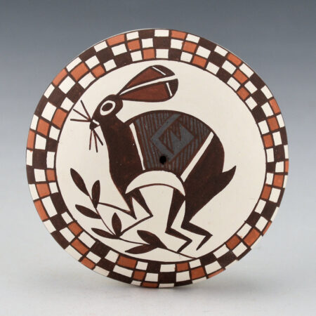 Lewis-Garcia, Diane - Polychrome Seedpot with Mimbres Rabbit and Checkerboard