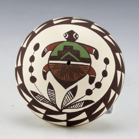 Lewis-Garcia, Diane - Polychrome Seedpot with Green and Red Turtle