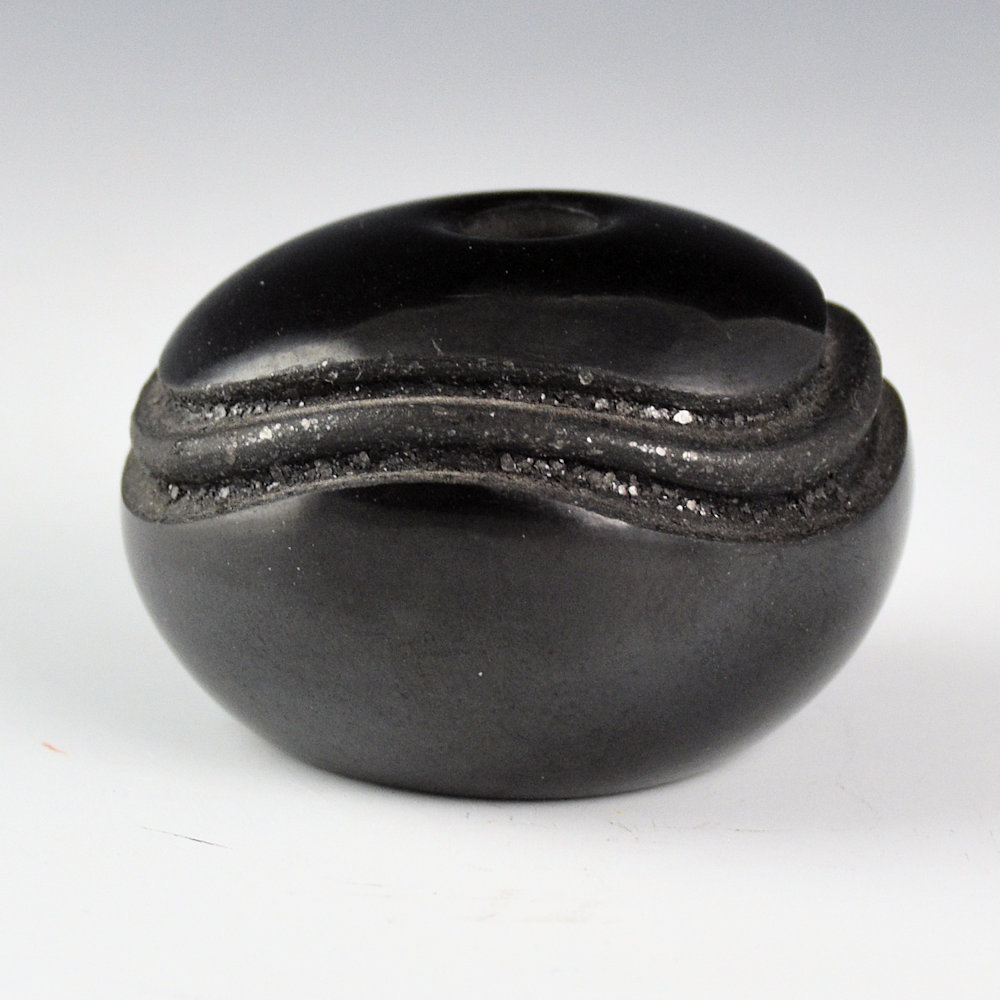 Toya, Dominique -Small Black Seedpot with Carved River Design (2010)