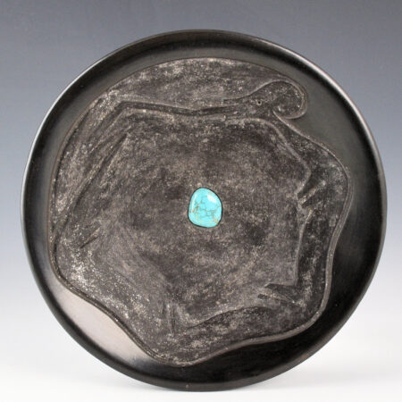 Alternative view of Tse-Pe, Dora - Plate with Avanyu and Turquoise (1984)
