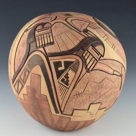 Nampeyo, Gary Polacca - Large "Bringing Rain" Longhair Katsina Seedpot (1980s)