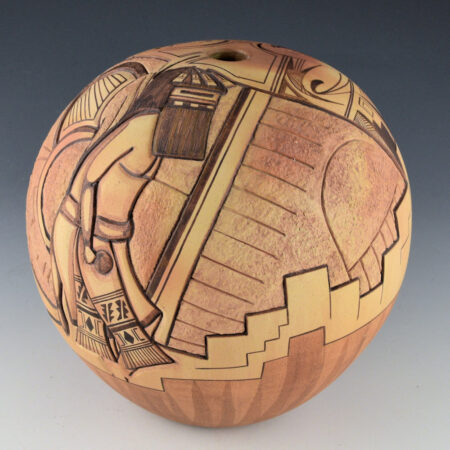 Alternative view of Nampeyo, Gary Polacca - Large "Bringing Rain" Longhair Katsina Seedpot (1980s)