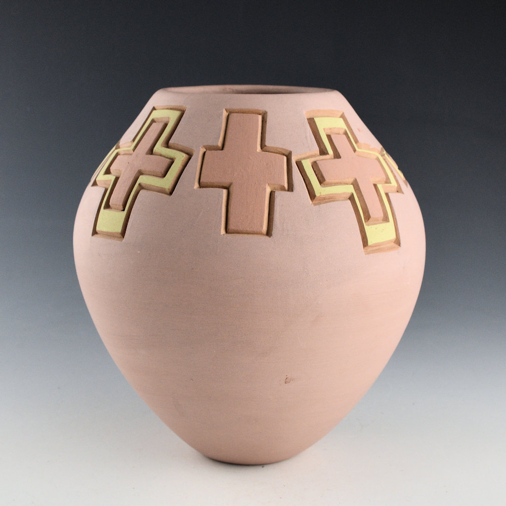 Folwell, Jody - "Sunset Stars" Multi-Color Jar with Carved Stars - Image 4