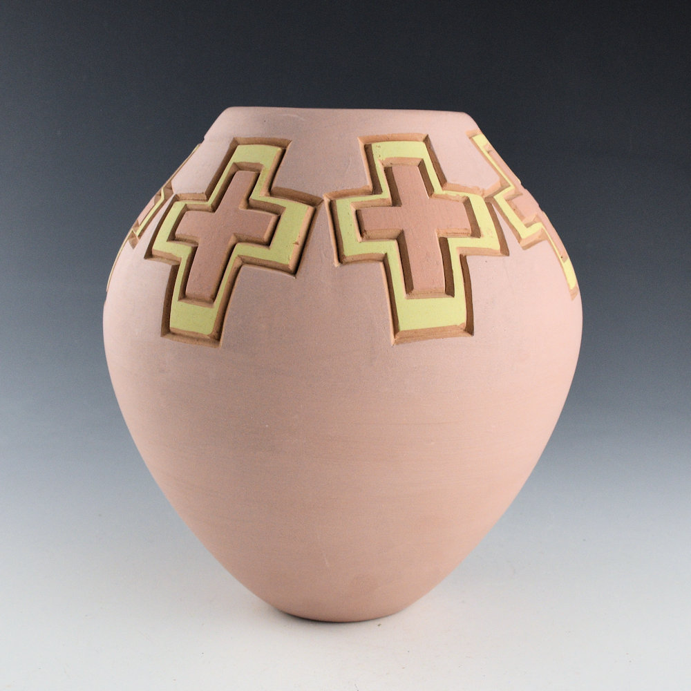 Folwell, Jody - "Sunset Stars" Multi-Color Jar with Carved Stars - Image 3