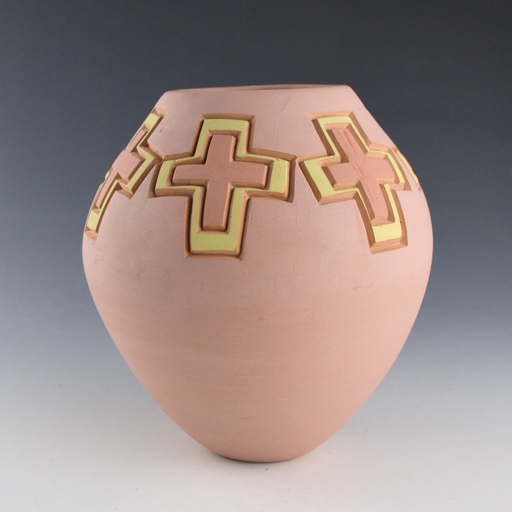 Folwell, Jody - "Sunset Stars" Multi-Color Jar with Carved Stars - Image 2