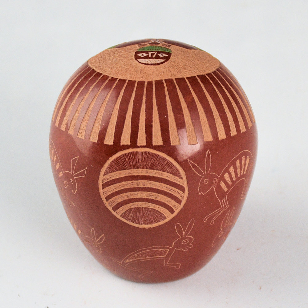 Lonewolf, Joseph - "Rabbit Hunter and Five Rabbits" Seedpot (1984) - Image 4