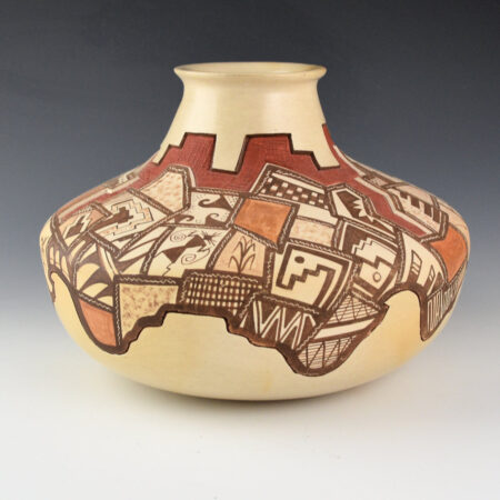 Alternative view of Namoki, Lawrence - Large "Hopi" Shard Design Jar (1990s)