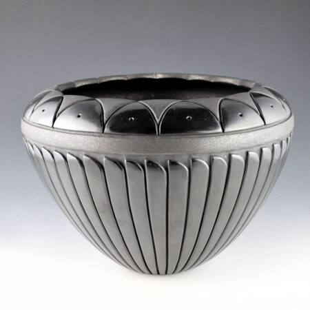 Tafoya-Sanchez, Linda - 11" Wide Bowl with 49 Carved Feathers and 34 Clouds