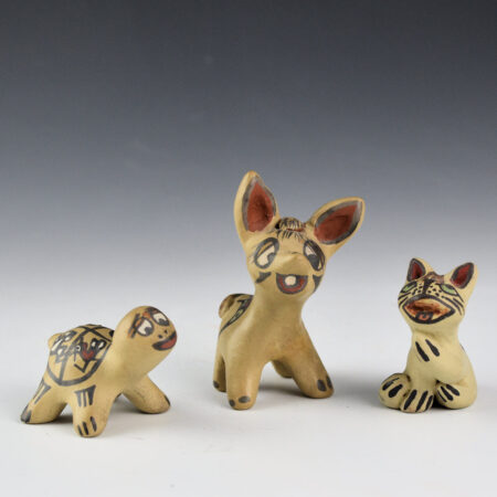 Gutierrez, Margaret & Luther - Polychrome Clay Turtle, Donkey, and Cat