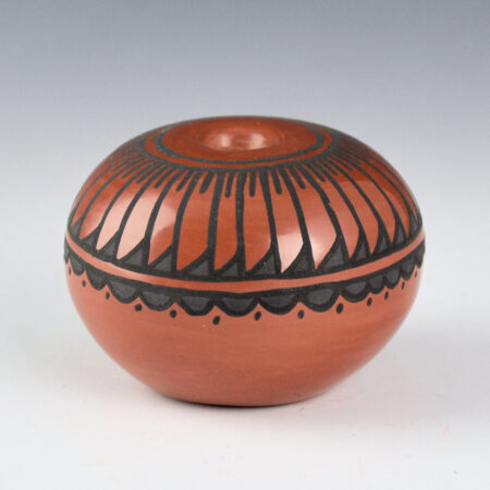 Alternative view of Vigil, Minnie - Red Polychrome Seedpot with 35 Feathers