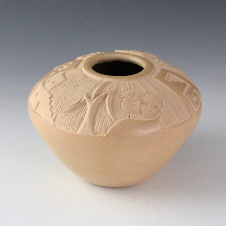 Youvella, Nolan - Bowl with Flute Players, Kiva, Hano Mana, and Corn (1990s)