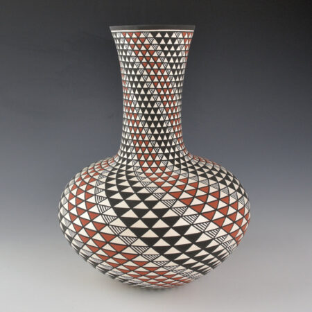 Estevan, Paula - 9" Tall Jar with Swirling Basket Weave Design