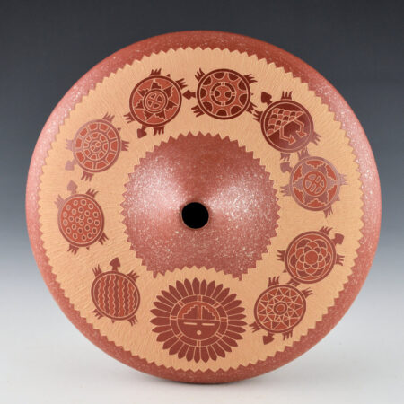 Alternative view of Duwyenie, Debra and Preston - Wide Bowl with 9 Turtles and Sun