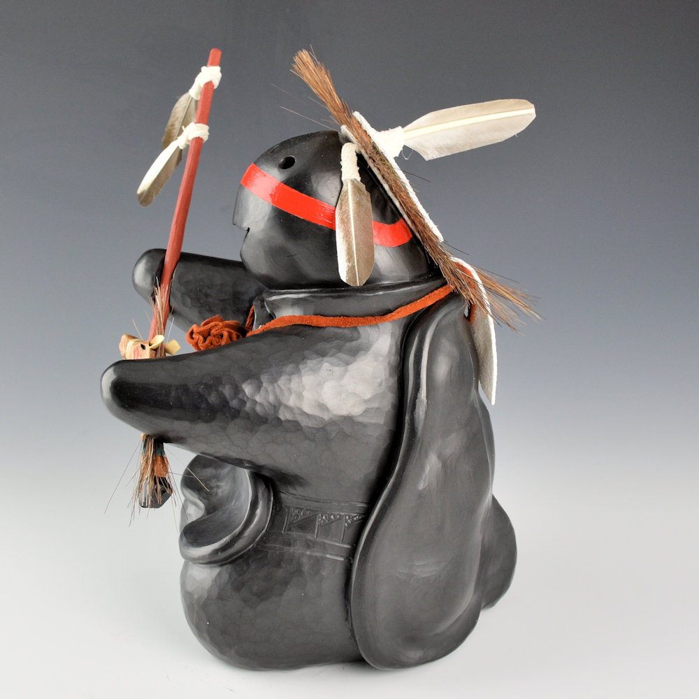 Chitto, Randall - "Choctaw Dancer with Horse Stick" Clay Turtle - Image 3