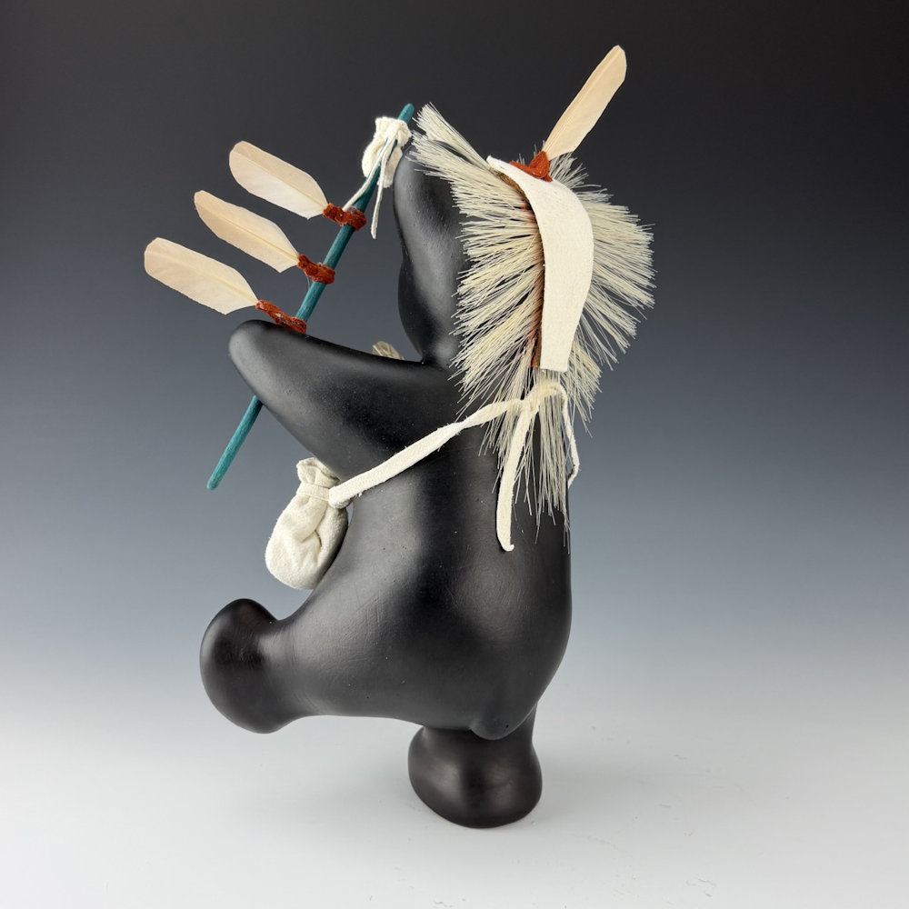 Chitto, Randall - Clay Bear "Fancy Dancer" with Feathers - Image 3