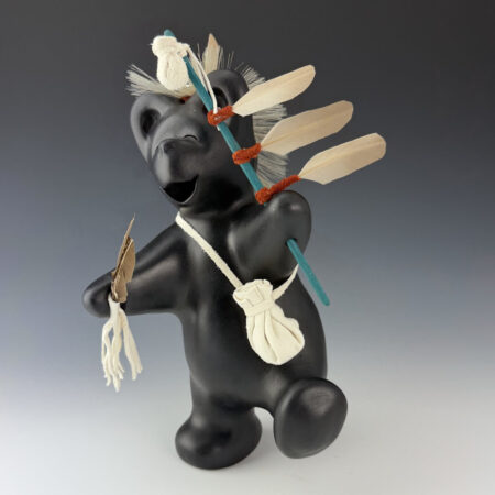 Alternative view of Chitto, Randall - Clay Bear "Fancy Dancer" with Feathers