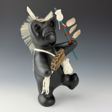 Chitto, Randall - Clay Bear "Fancy Dancer" with Feathers