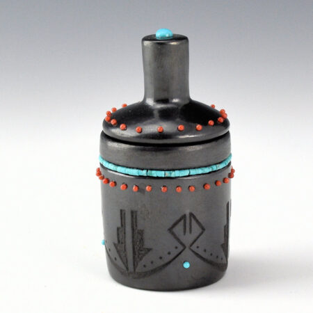 Alternative view of Sanchez, Russell  - Gunmetal Fired Small  Lidded Cannister with 62 Inset Stones