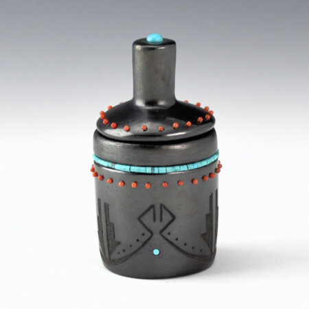 Sanchez, Russell  - Gunmetal Fired Small  Lidded Cannister with 62 Inset Stones
