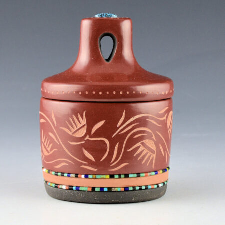 Alternative view of Sanchez, Russell  - Oval Box with Cougar, Flowers, and Lid (2016)