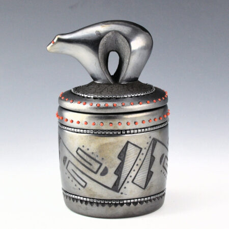 Alternative view of Sanchez, Russell  - Gunmetal Fired Bear Lid Cannister with 101 Coral Insets