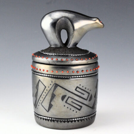 Sanchez, Russell  - Gunmetal Fired Bear Lid Cannister with 101 Coral Insets