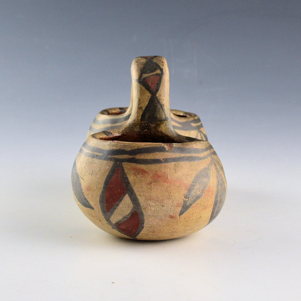 Unsigned - San Ildefonso Polychrome Double Bowl with Handle (1915-20) - Image 4