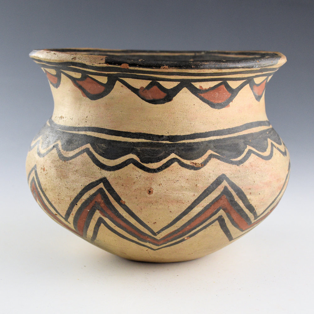 Unsigned - San Ildefonso Polychrome Water Jar with Clouds and Mountains (1915-20) - Image 4