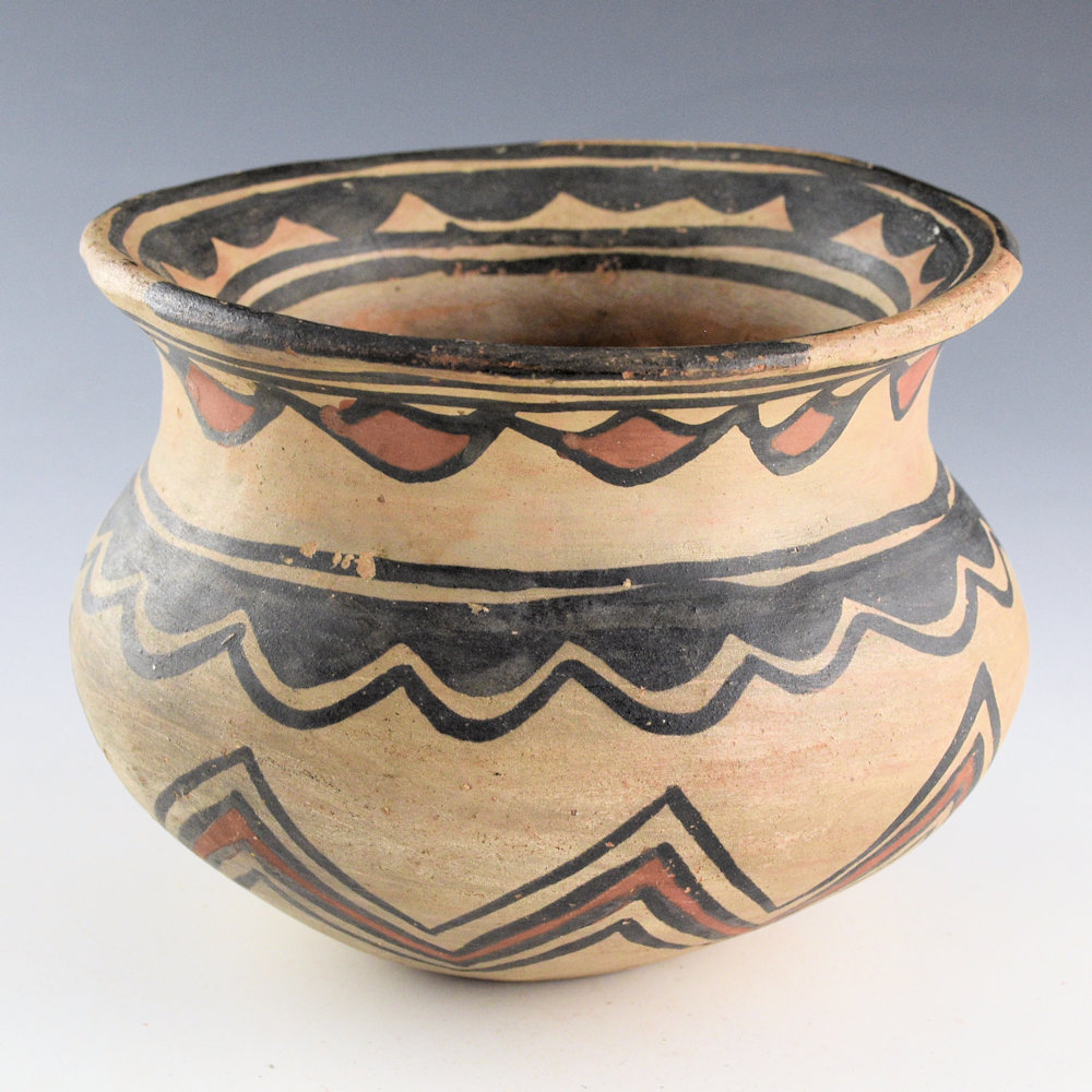 Unsigned - San Ildefonso Polychrome Water Jar with Clouds and Mountains (1915-20) - Image 3