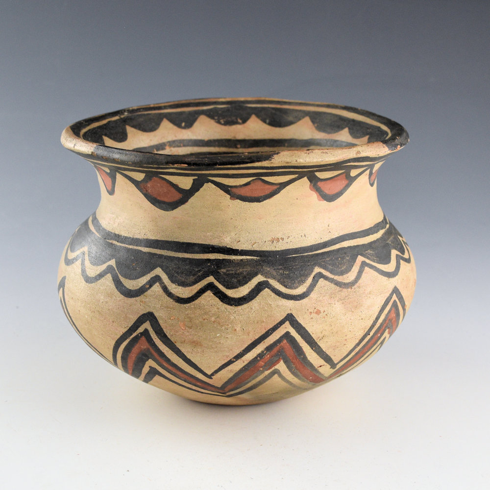 Unsigned - San Ildefonso Polychrome Water Jar with Clouds and Mountains (1915-20)