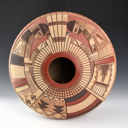 Polacca, Thomas - 11" Wide Bowl with Two Hano Katsinas (1985)