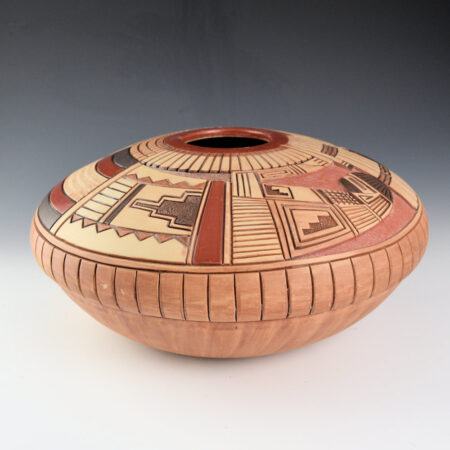 Alternative view of Polacca, Thomas - 11" Wide Bowl with Two Hano Katsinas (1985)