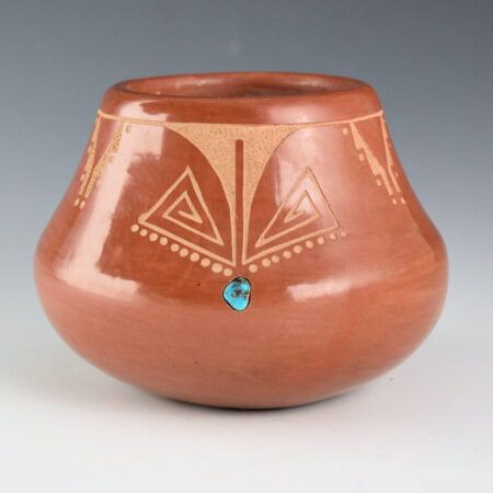 Da, Tony - Red Jar with Flower Designs and Three Turquoise (1971-2)
