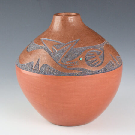 Gonzales, Tse-Pe - Red and Brown Jar with Avanyu (1980s)