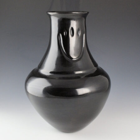 Naranjo-Garcia, Sharon - 11" Tall Black Rainbow Ridge Water Jar with Bear Paws