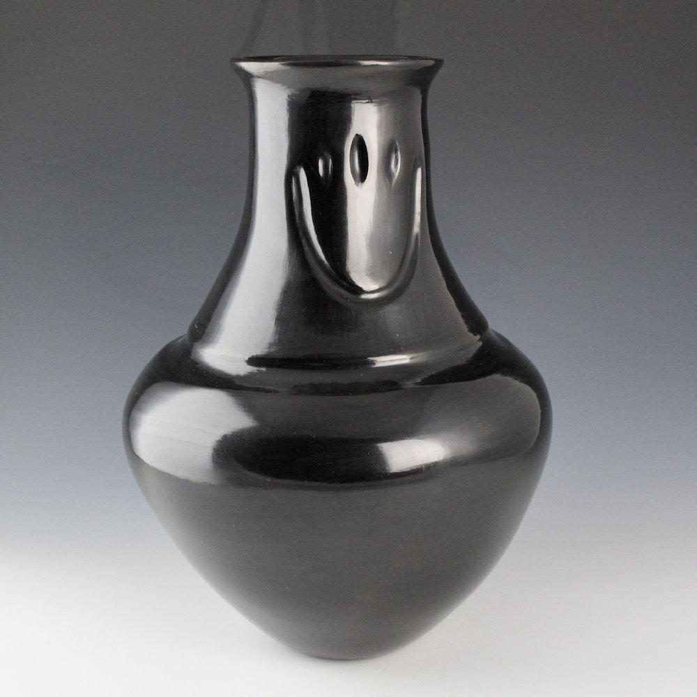 Naranjo-Garcia, Sharon - 11" Tall Black Rainbow Ridge Water Jar with Bear Paws