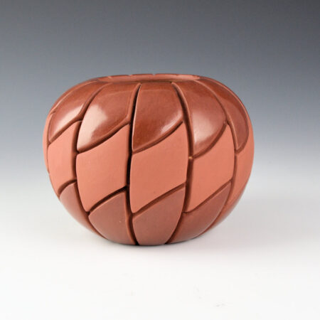 Suazo, Anita - "Sunflower" Carved Red Bowl with 36 Sections
